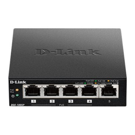 D-Link | Switch | DGS-1005P | Unmanaged | Desktop | Gigabit Ethernet (copper) ports quantity 5 | Power over Ethernet (PoE) ports