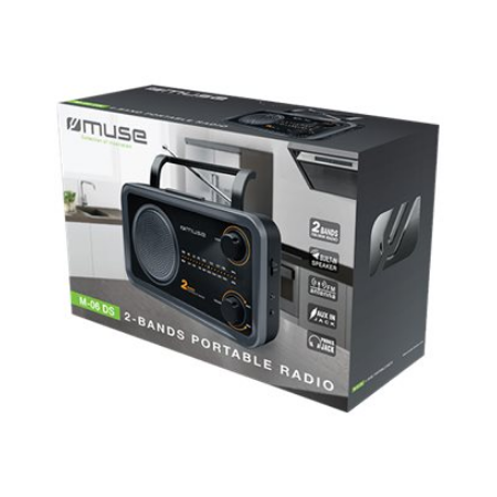 Muse | 2-bands portable radio | M-06DS | AUX in | Grey