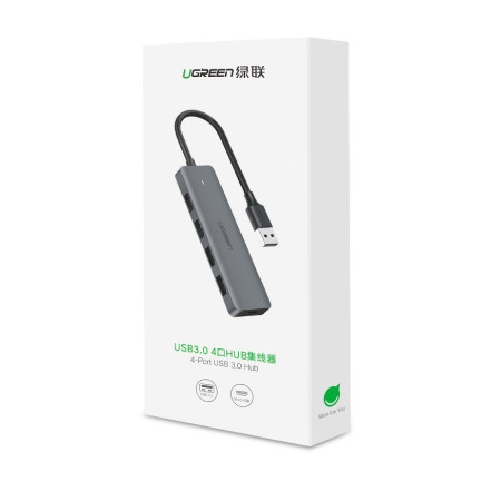 Ugreen CM219 USB-A šakotuvas 4xUSB-A (MicroUSB maitinimui) pilkas