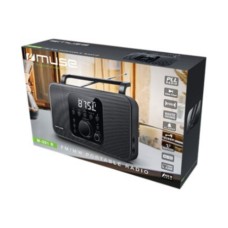Muse | Radio | M-091R | Alarm function | AUX in | Black