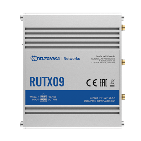 Rugged Industrial LTE-A Cat6 Router | RUTX09 | No Wi-Fi | 10/100/1000 Mbit/s | Ethernet LAN (RJ-45) ports 4 | Mesh Support No |