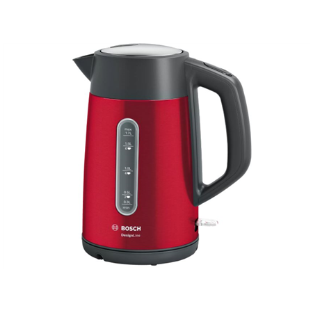 Bosch | Kettle | DesignLine TWK4P434 | Electric | 2400 W | 1.7 L | Stainless steel | 360° rotational base | Red/Black