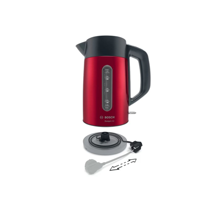 Bosch | Kettle | DesignLine TWK4P434 | Electric | 2400 W | 1.7 L | Stainless steel | 360° rotational base | Red/Black