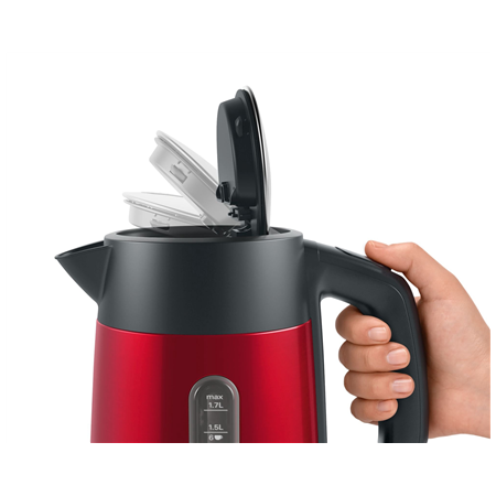 Bosch | Kettle | DesignLine TWK4P434 | Electric | 2400 W | 1.7 L | Stainless steel | 360° rotational base | Red/Black