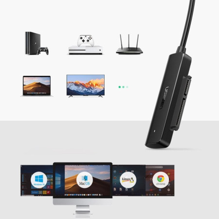 UGREEN USB SATA 2.5" diskui, 50cm, juodas