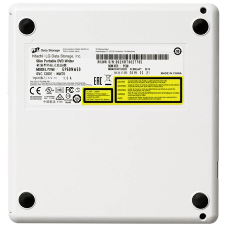 H.L Data Storage | Ultra Slim Portable DVD-Writer | GP60NW60 | Interface USB 2.0 | DVD±R/RW | CD read speed 24 x | CD write spee