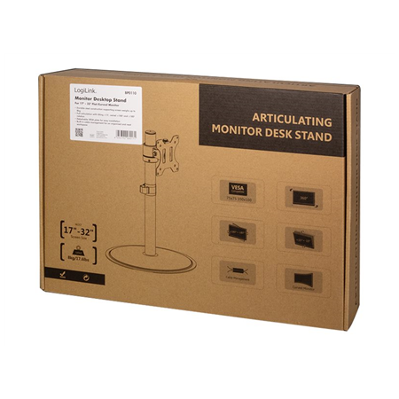 Logilink | Desk Mount | Tilt, swivel, level adjustment, rotate | 17-32 " | Maximum weight (capacity) 8 kg | Black