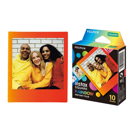 Fujifilm | Instax Square Rainbow (10) Instant Film | 72 x 86 mm | 2.4 x 2.4" Image Area; 3.4 x 2.8" Print Size | Quantity 10