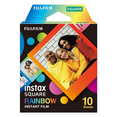Fujifilm | Instax Square Rainbow (10) Instant Film | 72 x 86 mm | 2.4 x 2.4" Image Area; 3.4 x 2.8" Print Size | Quantity 10