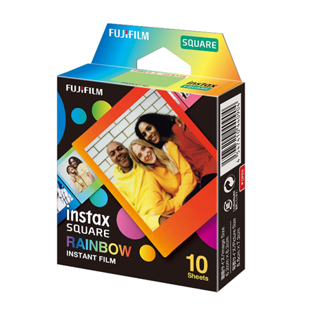 Fujifilm | Instax Square Rainbow (10) Instant Film | 72 x 86 mm | 2.4 x 2.4" Image Area; 3.4 x 2.8" Print Size | Quantity 10