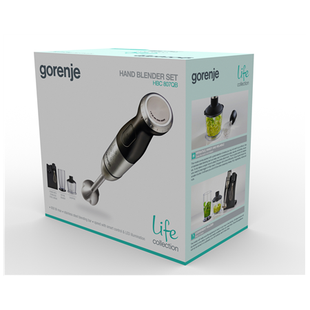 Gorenje | Blender | HBC807QB | Hand Blender | 800 W | Number of speeds Variable | Chopper | Black