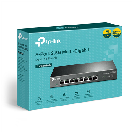 TP-LINK | 8-Port 2.5G Desktop Switch | TL-SG108-M2 | Unmanaged | Desktop | Power supply type External