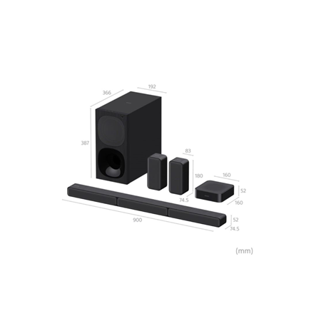Sony | HT-S40R 5.1ch Home Cinema Soundbar with Wireless Rear Speakers | Black | No | USB port | Wi-Fi | Bluetooth | Wireless con