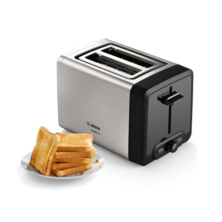 Bosch | DesignLine Toaster | TAT4P420 | Power 970 W | Number of slots 2 | Housing material Stainless Steel | Stainless steel/Bla