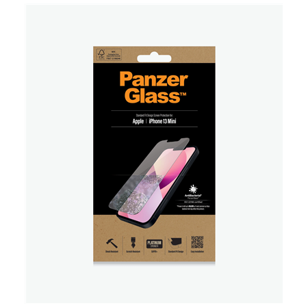 PanzerGlass | Clear Screen Protector | Apple | iPhone 13 Mini | Tempered glass | Antibacterial glass; Resistant to scratches and