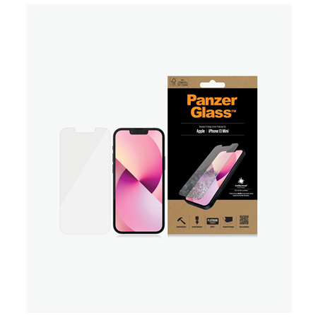 PanzerGlass | Clear Screen Protector | Apple | iPhone 13 Mini | Tempered glass | Antibacterial glass; Resistant to scratches and