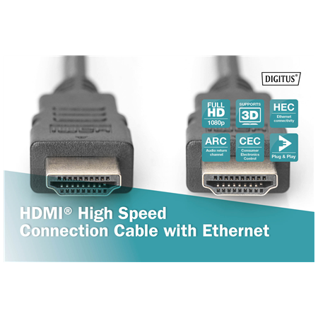 Digitus | High Speed HDMI Cable with Ethernet | AK-330114-030-S | HDMI male (type A) | HDMI male (type A) | HDMI to HDMI | 3 m