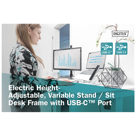 Electric Height Adjustable Desk | 72 - 121 cm | Maximum load weight 50 kg | Metal | White