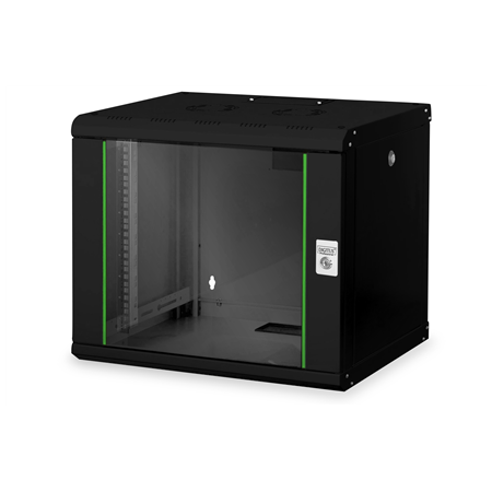 Digitus | Wall Mounting Cabinet | DN-19 09-U-SW | Black | IP protection class: IP20; Front door: Glass door, single opening; Cab