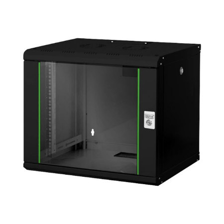 Digitus | Wall Mounting Cabinet | DN-19 09-U-SW | Black | IP protection class: IP20; Front door: Glass door, single opening; Cab