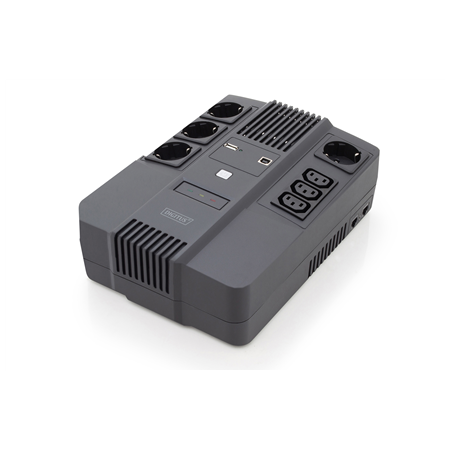 Digitus | All-in-One UPS | All-in-One UPS, 600VA/360W, LED 12V/7Ah x1, 4x CEE 7/7,3x IEC C13, USB, RJ45 | 600 VA | 360 W