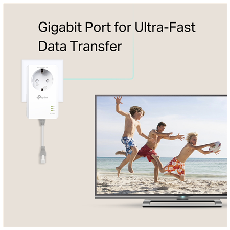 TP-LINK | AV1000 Gigabit Passthrough Powerline Adapter | TL-PA7017P | 1000 Mbit/s | Ethernet LAN (RJ-45) ports 1 | No Wi-Fi | Ex