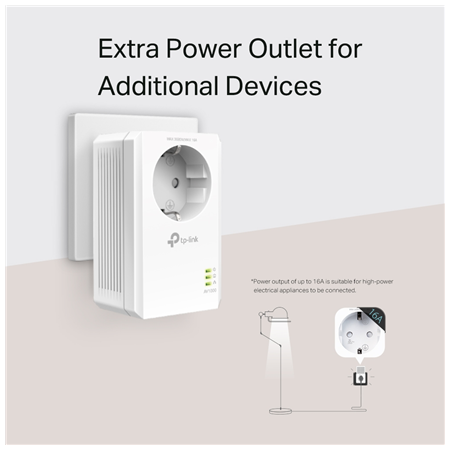 TP-LINK | AV1000 Gigabit Passthrough Powerline Adapter | TL-PA7017P | 1000 Mbit/s | Ethernet LAN (RJ-45) ports 1 | No Wi-Fi | Ex