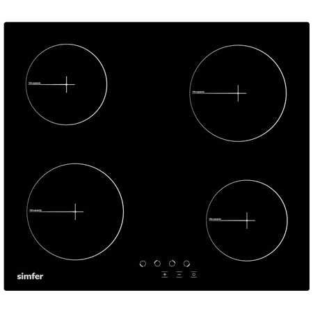Simfer | Hob | H6.040.DECSP | Vitroceramic | Number of burners/cooking zones 4 | Touch | Black