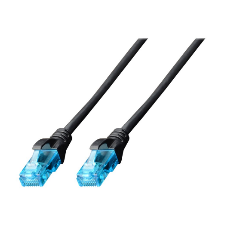 CAT 5e U-UTP | Patch cord | PVC AWG 26/7 | Boots with kink protection, strain relief and latch protection | Black | 3 m | Modula
