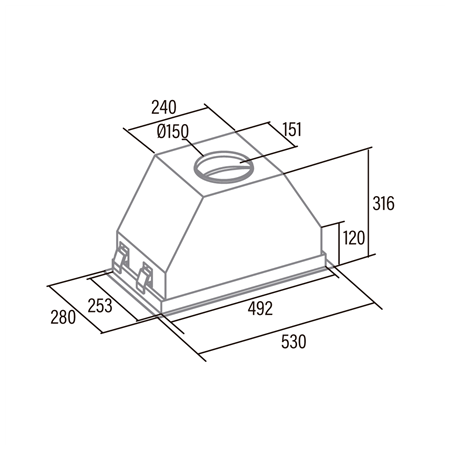 CATA | Hood | GCX 53 SD | Canopy | Energy efficiency class A | Width 53 cm | 750 m³/h | Touch Control | LED | Stainless steel/Gr