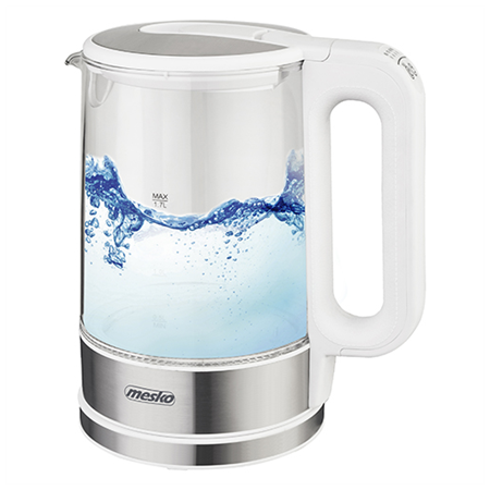 Mesko | Kettle | MS 1301w | Electric | 1850 W | 1.7 L | Glass/Stainless steel | 360° rotational base | White
