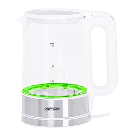 Mesko | Kettle | MS 1301w | Electric | 1850 W | 1.7 L | Glass/Stainless steel | 360° rotational base | White