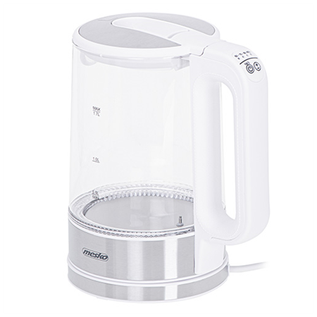 Mesko | Kettle | MS 1301w | Electric | 1850 W | 1.7 L | Glass/Stainless steel | 360° rotational base | White