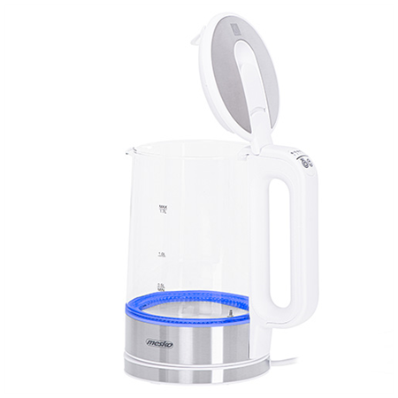 Mesko | Kettle | MS 1301w | Electric | 1850 W | 1.7 L | Glass/Stainless steel | 360° rotational base | White