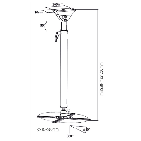 Sunne | Ceiling mount | Projector Mounts PRO300XL2 | Adjustable Length, Tilt, Swivel, Rotate | Maximum weight (capacity) 25 kg |