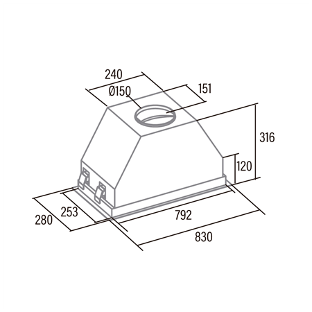 CATA | Hood | GCX 83 SD | Canopy | Energy efficiency class A | Width 83 cm | 750 m³/h | Touch Control | LED | Stainless steel/Gr