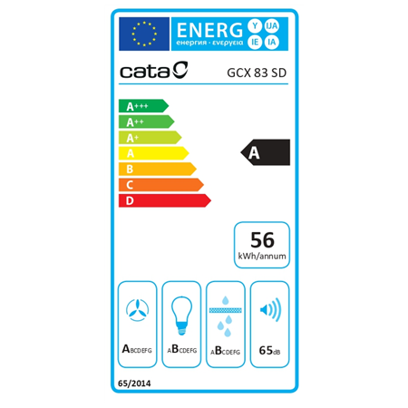 CATA | Hood | GCX 83 SD | Canopy | Energy efficiency class A | Width 83 cm | 750 m³/h | Touch Control | LED | Stainless steel/Gr