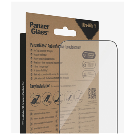 PanzerGlass | Screen protector | Apple | iPhone 14 Pro | Glass | Clear | Ultra-Wide Fit; Easy installation; Privacy Filter; Fing