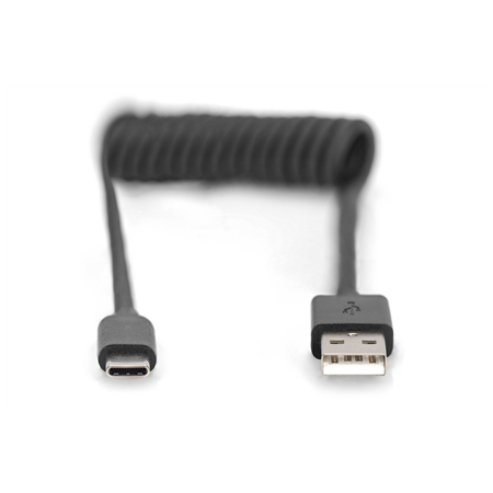 Digitus | USB 2.0 Type A to USB C Spiral Cable | AK-300430-006-S | USB-A to USB-C USB 2.0 Type A, plug | USB C, plug