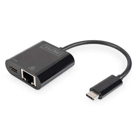 Digitus | USB-Type-C Gigabit Ethernet Adapter + PD with power delivery function | DN-3027 | Black | USB-C port to a Gigabit netw