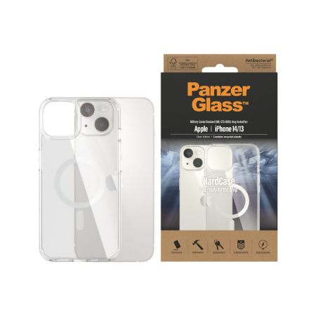 PanzerGlass | HardCase MagSafe Compatible | Back protection | Apple | iPhone 14/13 | 100% Recycled Polyurethane (TPU) | Clear |