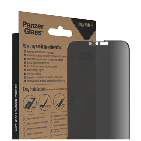 PanzerGlass | Screen protector | Apple | iPhone 14 Plus/13 Pro Max | Glass | Black | Ultra-Wide Fit | Privacy