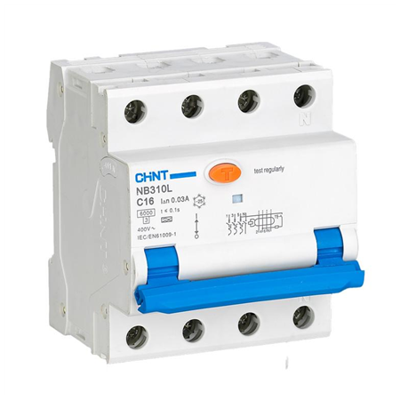 Chint | Circuit breaker RCBO, NB310L/3N, 3P+N, C20, 30mA, A, 6kA | NB310L3PN30MAA20C
