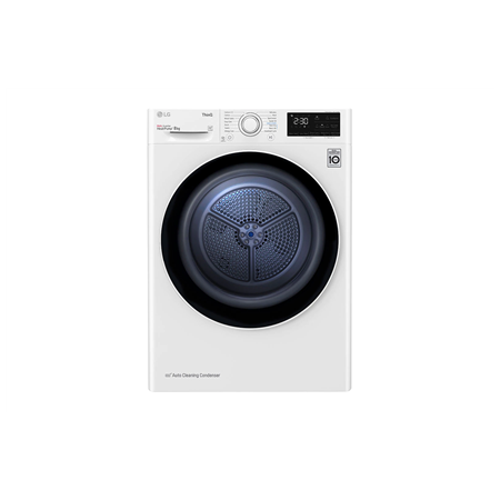 LG | Dryer Machine | RH80V3AV6N | Energy efficiency class D | Front loading | 8 kg | LED | Depth 69 cm | Wi-Fi | White