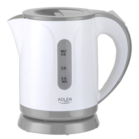 Adler | Kettle | AD 1371g | Electric | 850 W | 0.8 L | Stainless steel/Polypropylene | 360° rotational base | White/Grey