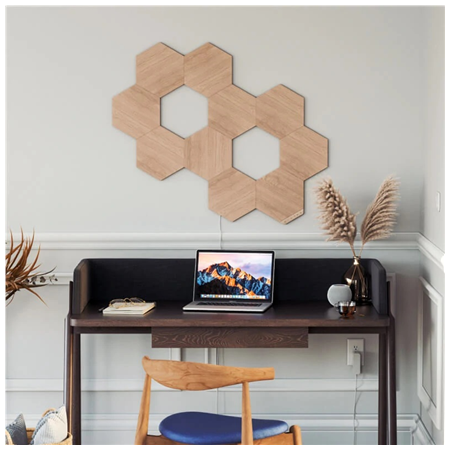 Nanoleaf | Elements Wood Look Hexagons Starter Kit (13 panels) | Cool White + Warm White
