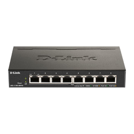D-Link | 8-Port Gigabit PoE Smart Managed Switch | DGS-1100-08PV2 | Web managed | Desktop | Power supply type External