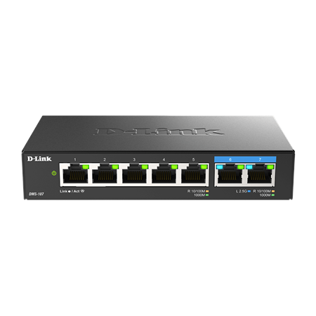 D-Link | 7-Port Multi-Gigabit Unmanaged Switch | DMS-107/E | Unmanaged | Desktop | Power supply type External