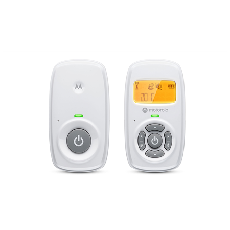 Motorola | Audio Baby Monitor | AM24 | 1.5” LCD black and white display with orange backlight; 1.5” LCD black and white display