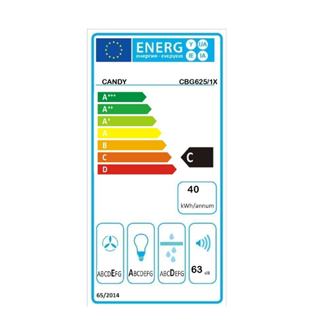 Candy | Hood | CBG625/1X | Canopy | Energy efficiency class C | Width 52 cm | 207 m³/h | Mechanical | LED | Stainless Steel